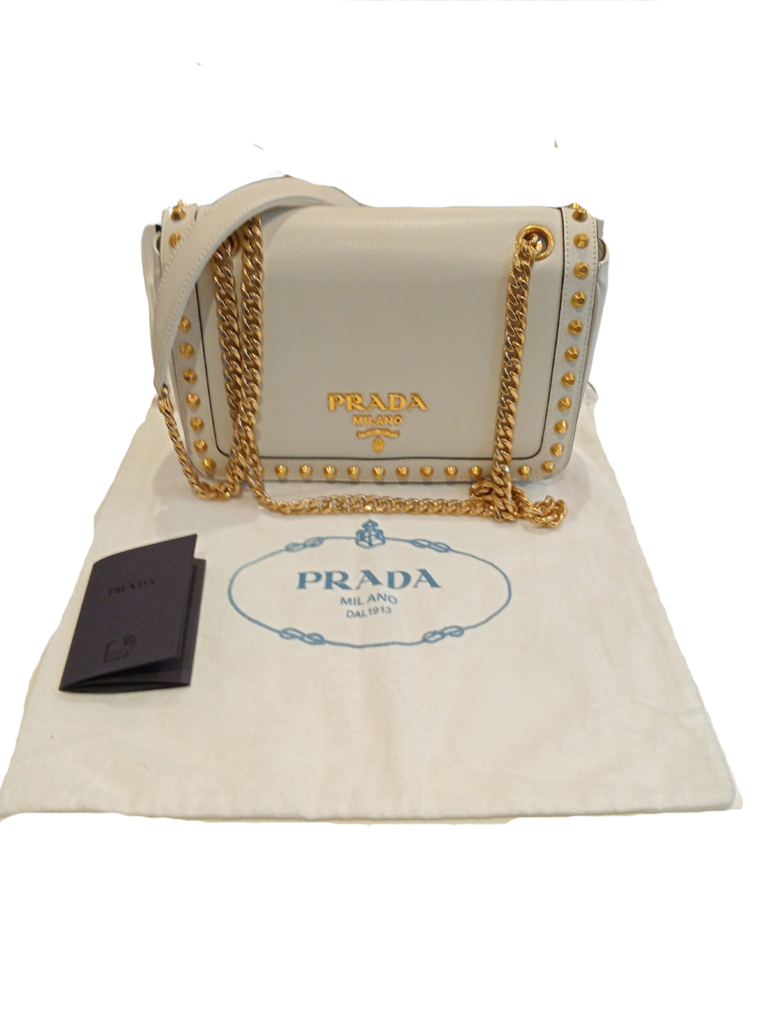 Bolso de Mano Prada en Cuero Genuino - Color Blanco