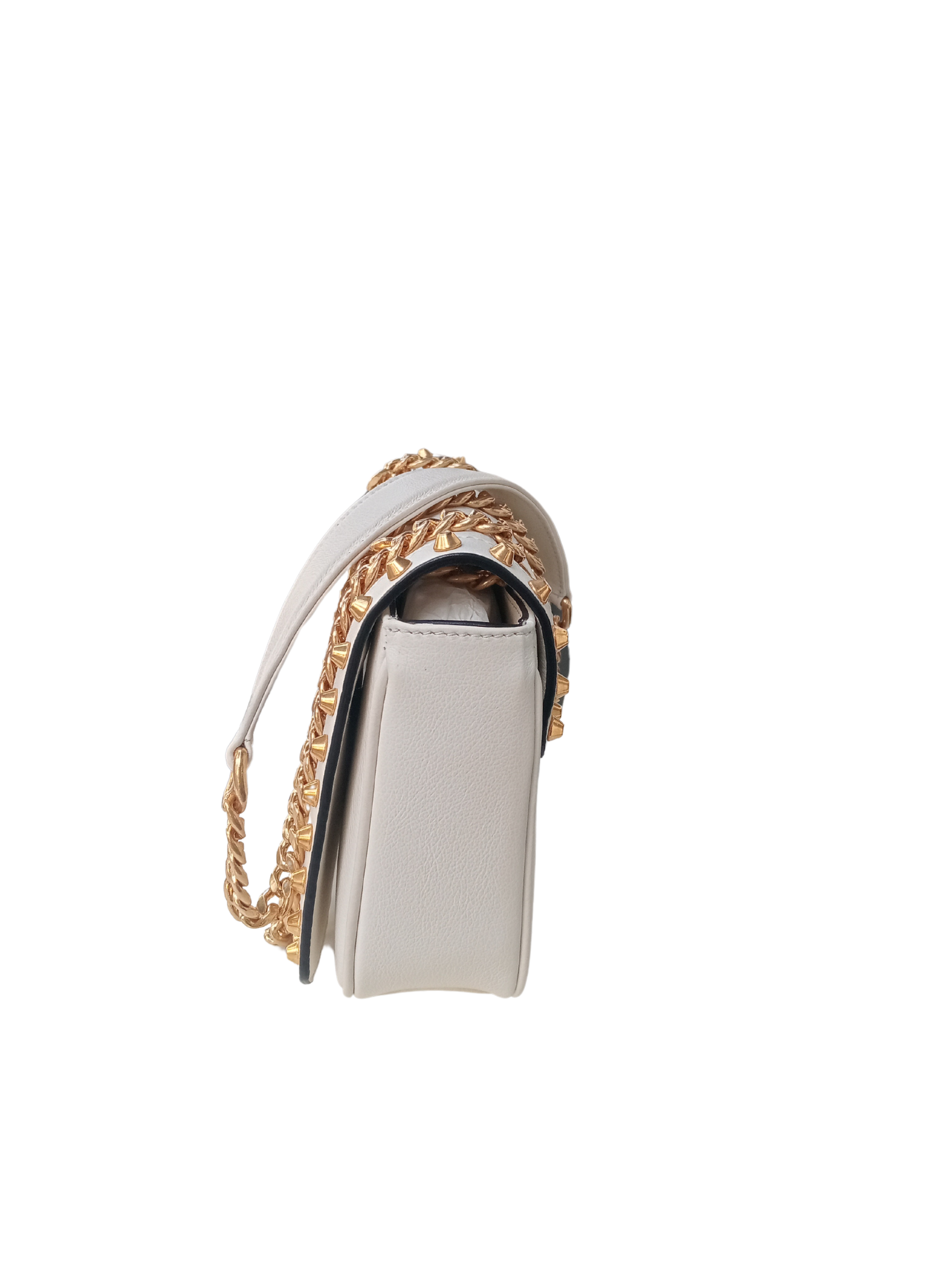 Bolso prada blanco y dorado