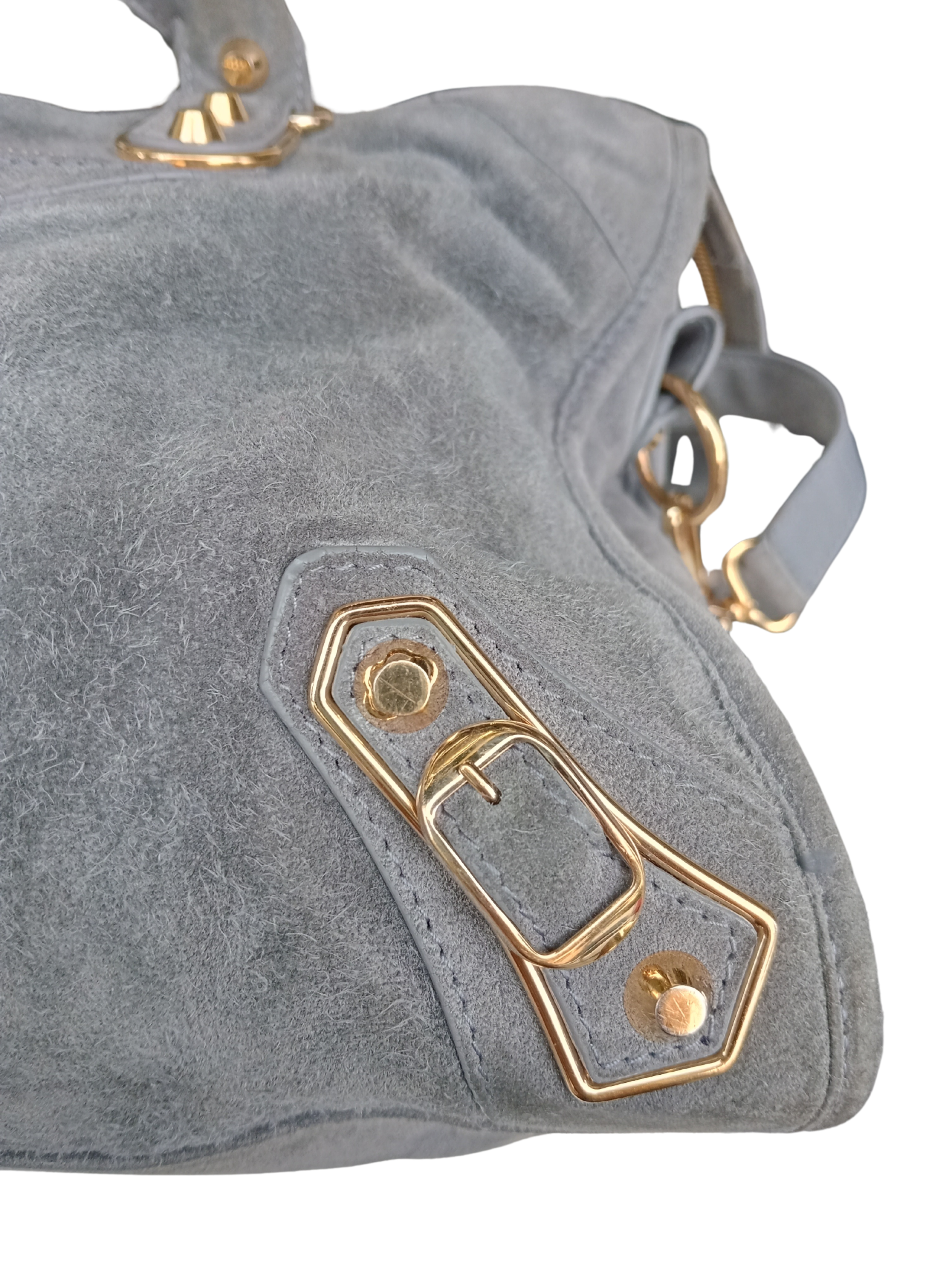 BalenciagBolso de Mano de Terciopelo Gris Balenciaga