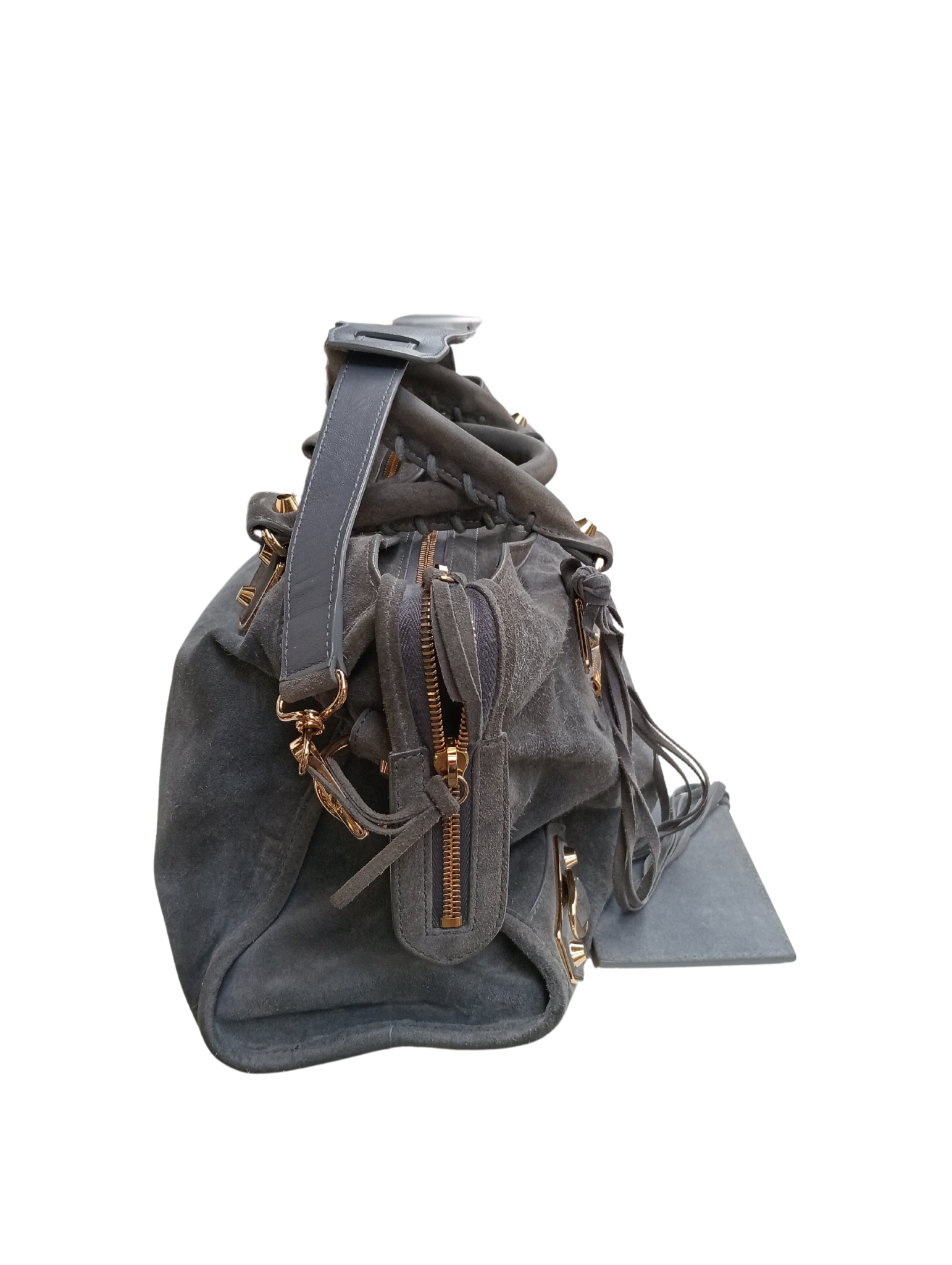 BalenciagBolso de Mano de Terciopelo Gris Balenciaga