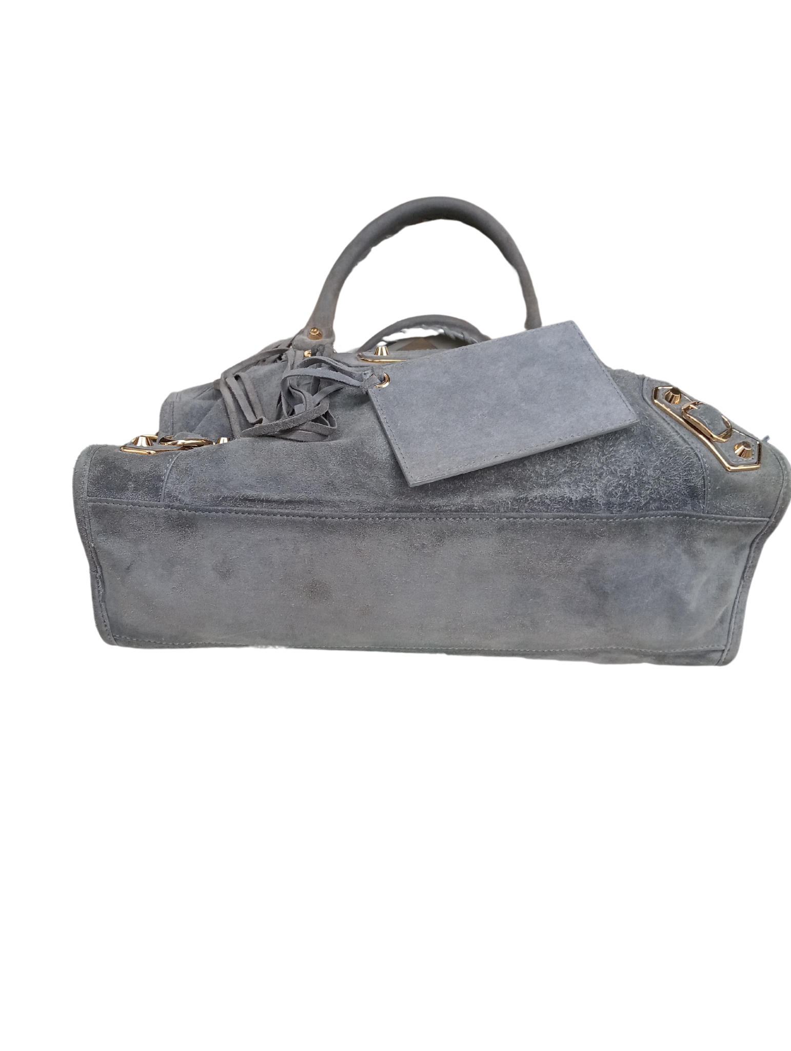 Bolso de Mano de Terciopelo Gris Balenciaga (5)