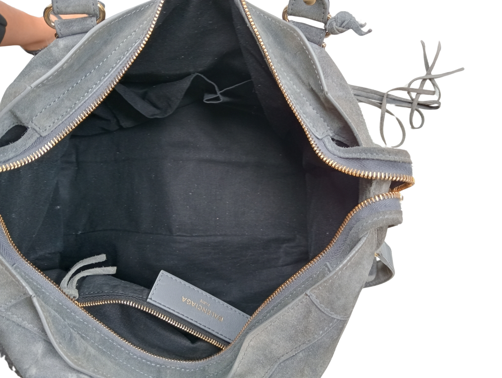 BalenciagBolso de Mano de Terciopelo Gris Balenciaga